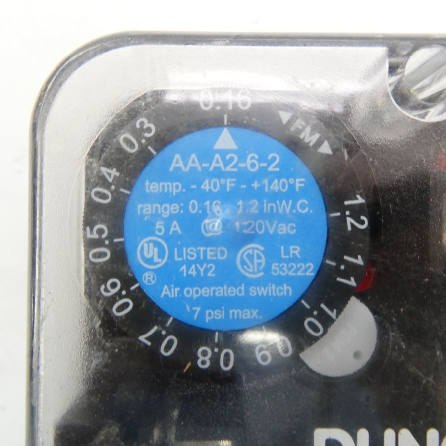 DUNGS AA-A2-6-2 120VAC 0.16"-1.2INWC NSNP