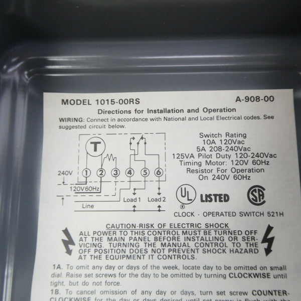 PARAGON ELECTRIC 1015-00RS 208-240VAC 5A NSNP