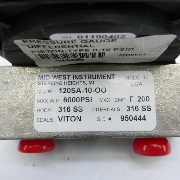 MID-WEST INSTRUMENT 120SA-10-OO 6000PSI 0-10 NSNP