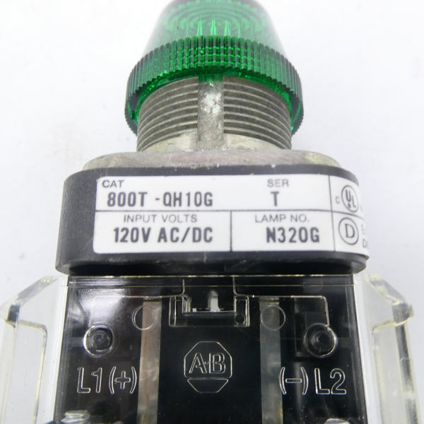 ALLEN BRADLEY 800T-QH10G SER. T 120VAC/DC (WH) NSMP