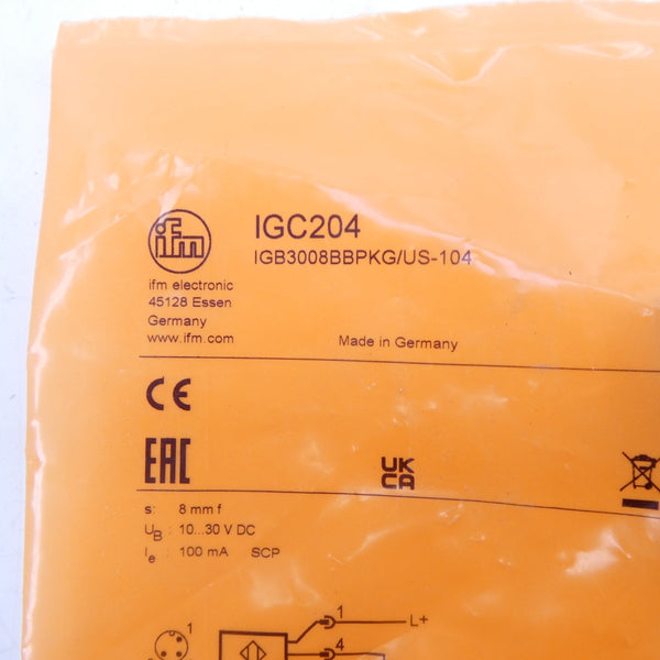 IFM EFECTOR IGC204 IGB3008BBPKG/US-104 10-30VDC NSMP