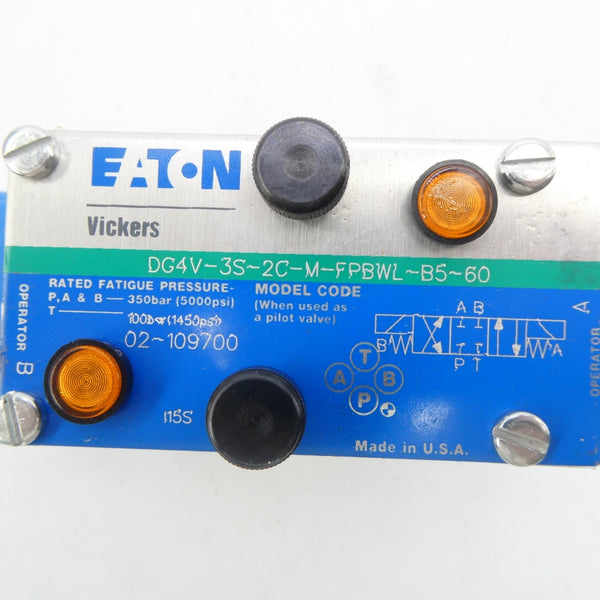 EATON DG4V-3S-2C-M-FPBWL-B5-60 02-109700 110/120V .48/.46A 5000PSI NSNPDG4V-3S-2C-M-FPBWL-B5-60