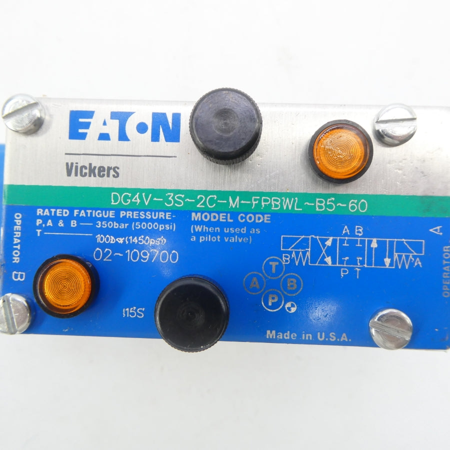 EATON DG4V-3S-2C-M-FPBWL-B5-60 02-109700 110/120V .48/.46A 5000PSI NSNPDG4V-3S-2C-M-FPBWL-B5-60