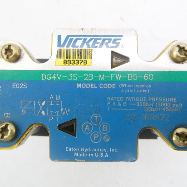 VICKERS DG4V-3S-2B-M-FW-B5-60 02-109572 110/120V .48/.46A 5000PSI NSNP