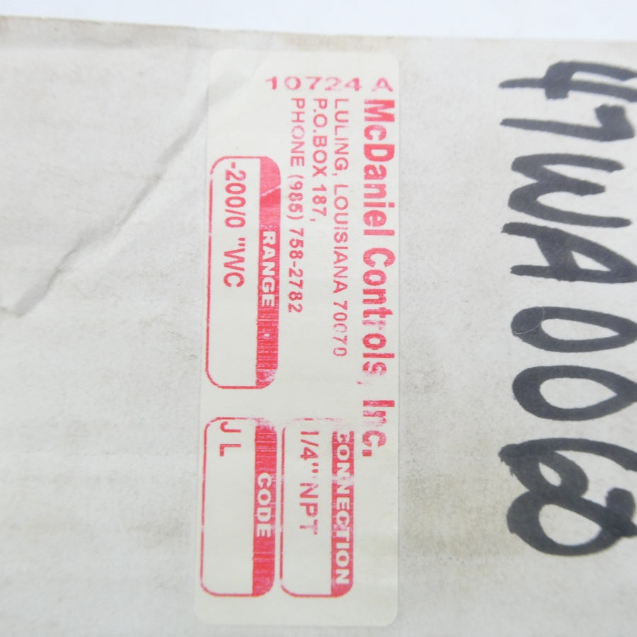 MCDANIEL CONTROLS JL -200/0"WC NSMP