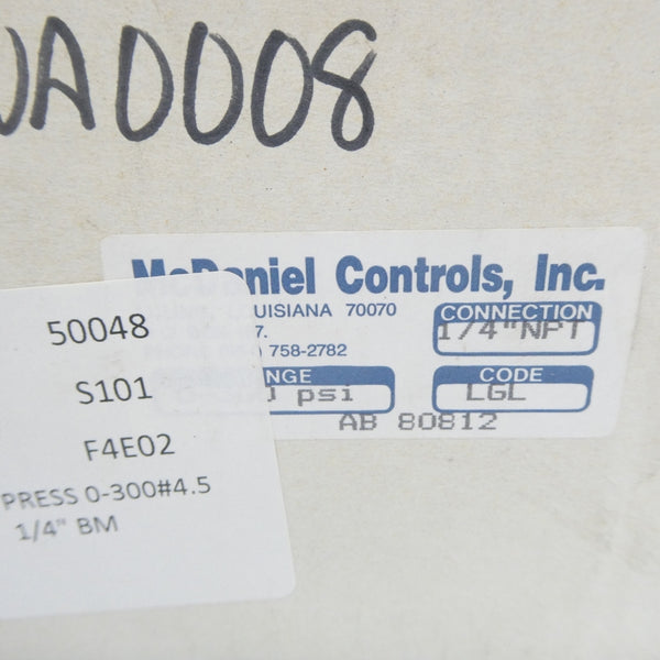 MCDANIEL CONTROLS AB80812 0-300PSI NSMP