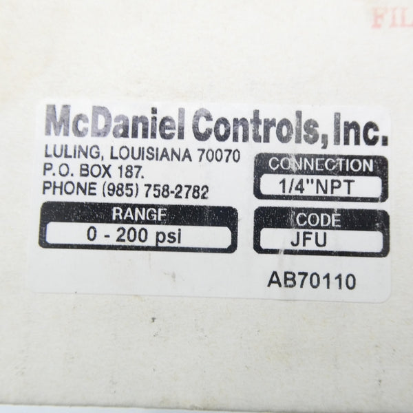 MCDANIEL CONTROLS AB70110 0-200PSI NSMP