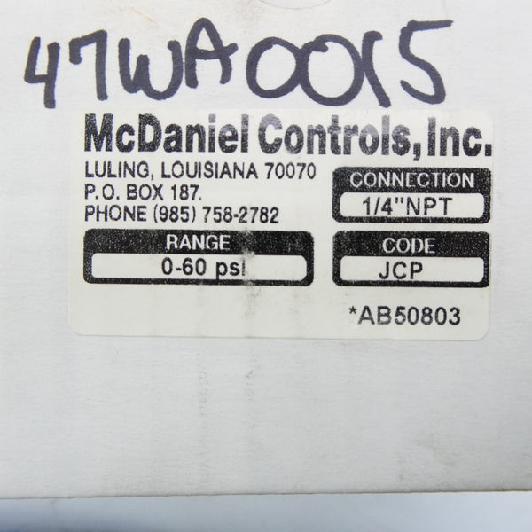 MCDANIEL CONTROLS AB50803 0-60PSI NSMP