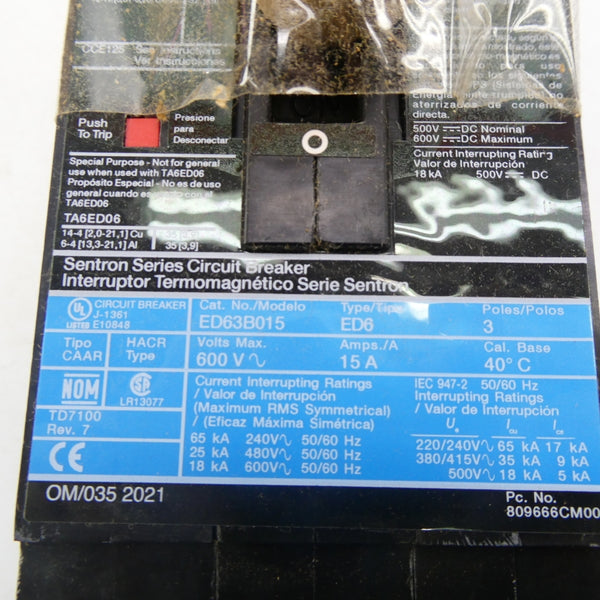 SIEMENS ED63B015L 600V 15A NSMP