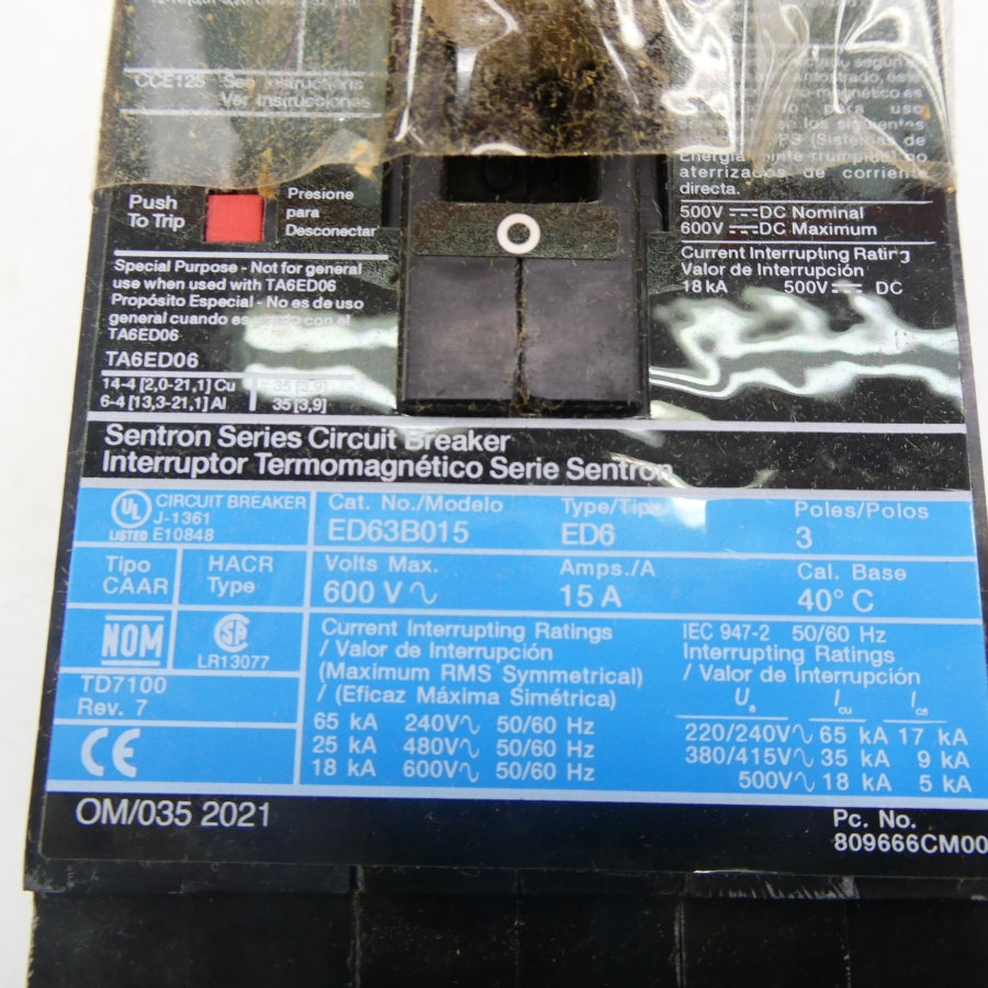 SIEMENS ED63B015L 600V 15A NSMP