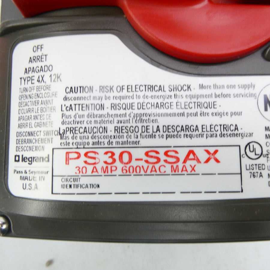 PASS & SEYMOUR PS30-SSAX 600VAC 30A NSMP