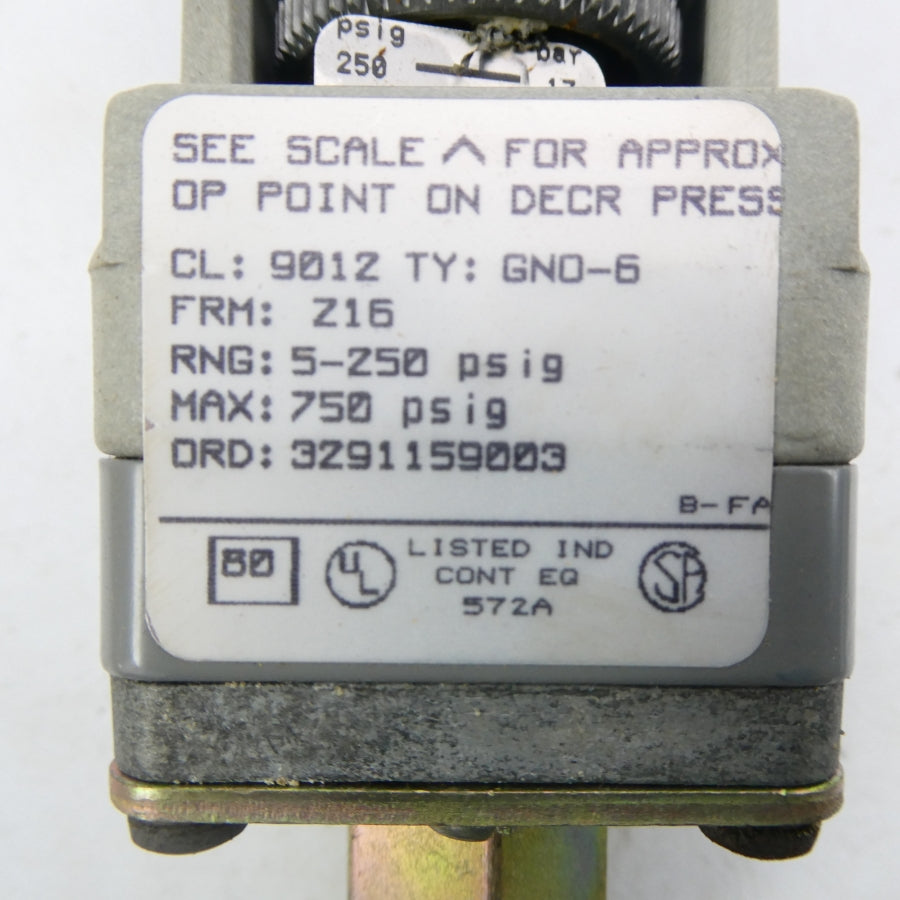 SQUARE D 9012GNO-6Z16 5-250PSI NSNP
