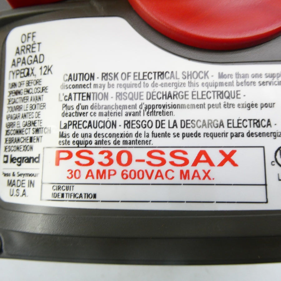 PASS & SEYMOUR PS30-SSAX 600VAC 30A NSNP