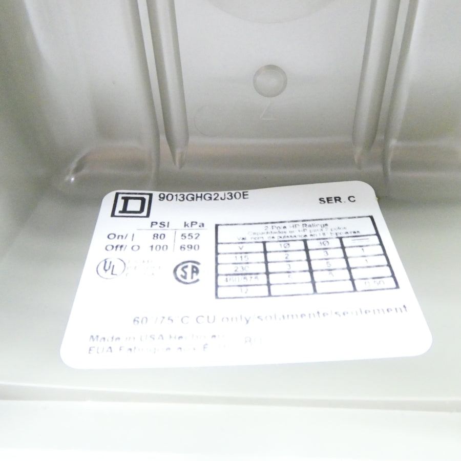 SQUARE D 9013GHG2J30E SER. C 80/100PSI NSMP