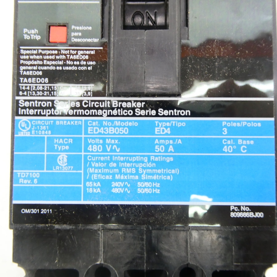 SIEMENS ED43B050 480V 50A NSMP