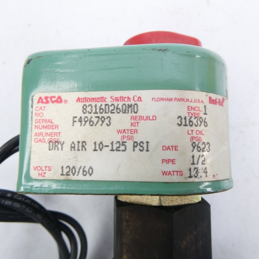 ASCO 8316D26QMO 120V 10-125PSI 1/2" NSNP