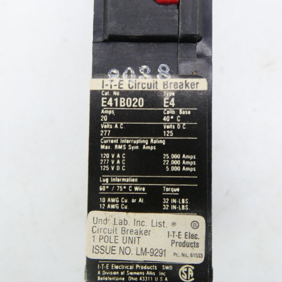 SIEMENS E41B020 277VAC 20A (PKG OF 3) NSMP