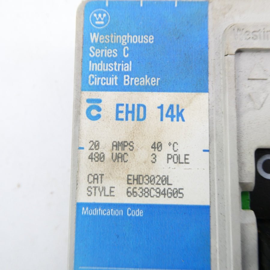 WESTINGHOUSE EHD3020L 480VAC 20A NSMP