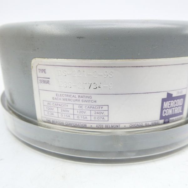 MERCOID CONTROL DS-221-2-9S 240VAC 0.15A NSNP