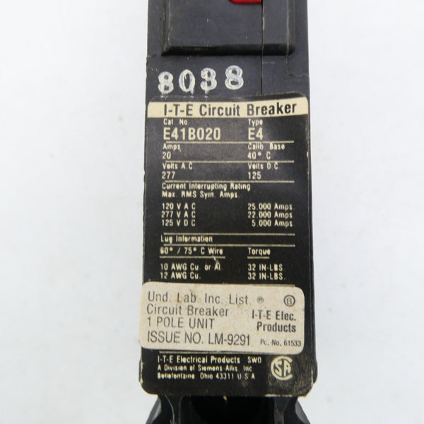 ITE E41B020 277VAC 20A NSNP