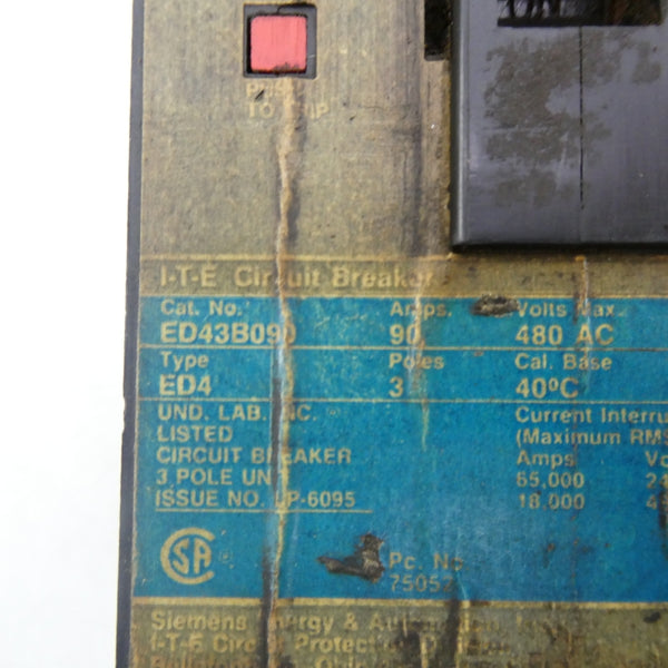 SIEMENS ED43B090 480VAC 90A UNMP