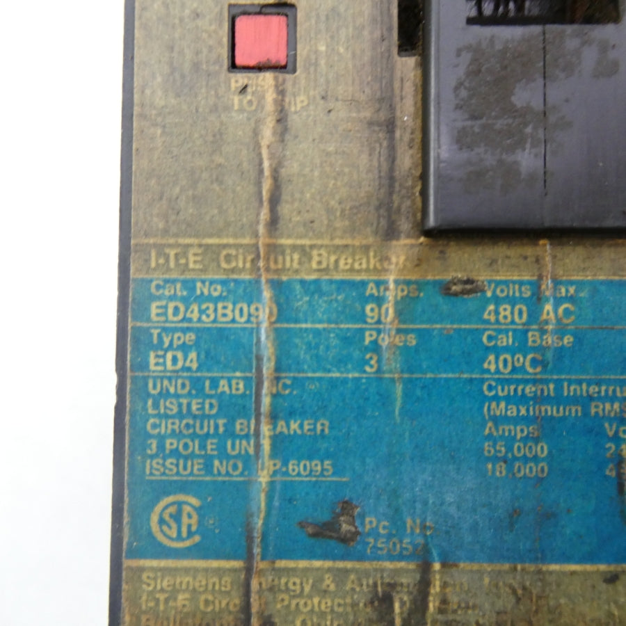 SIEMENS ED43B090 480VAC 90A UNMP
