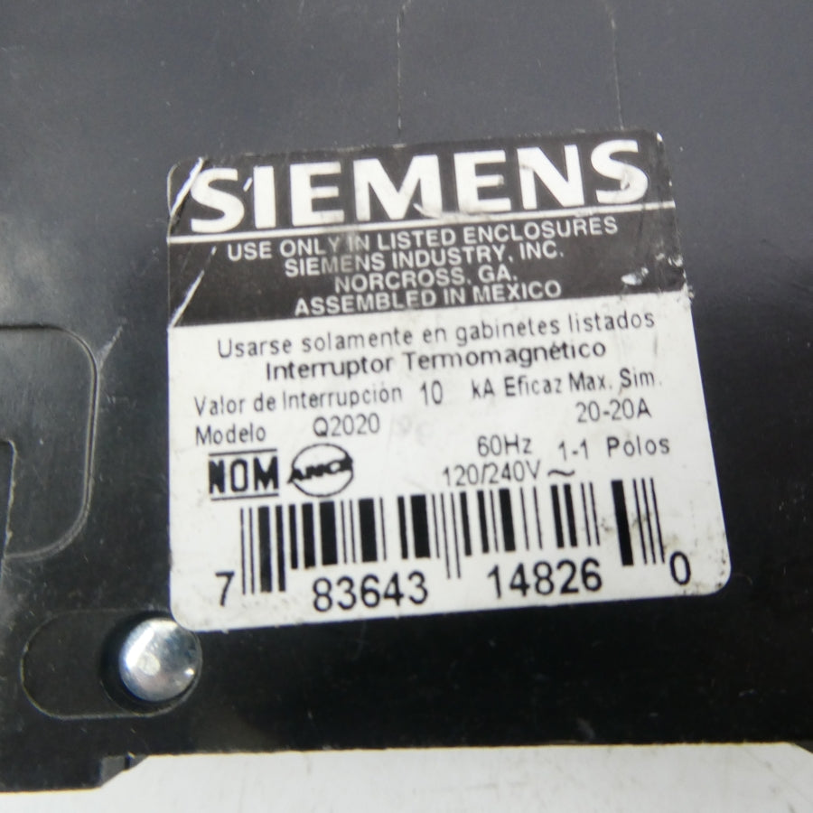 SIEMENS Q2020 120/240V 20A NSNP