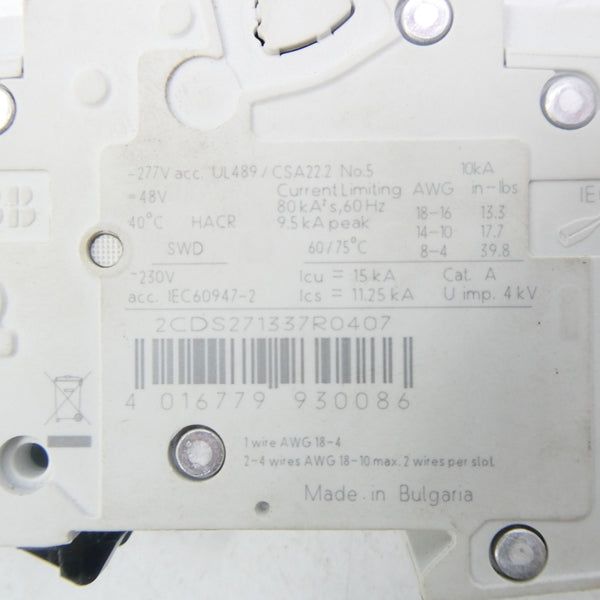 ABB 2CDS271337R0407 SU201M-K8 277VAC 8A NSNP