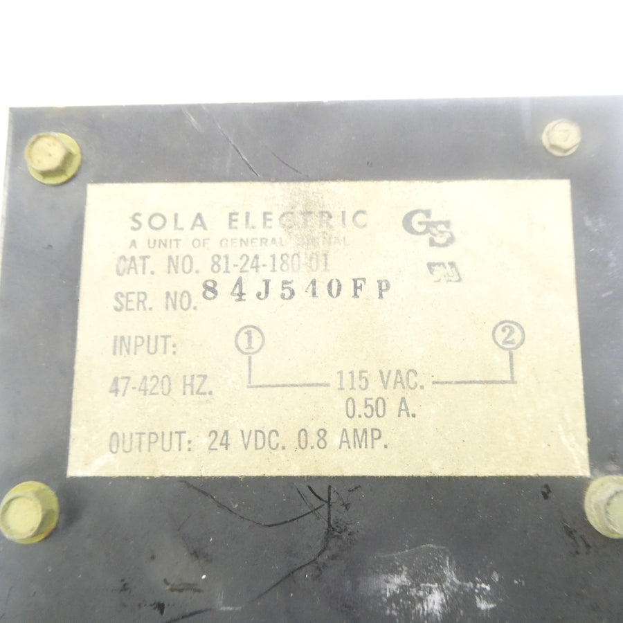 SOLA ELECTRIC 81-24-180-01 115VAC 0.50A UNMP