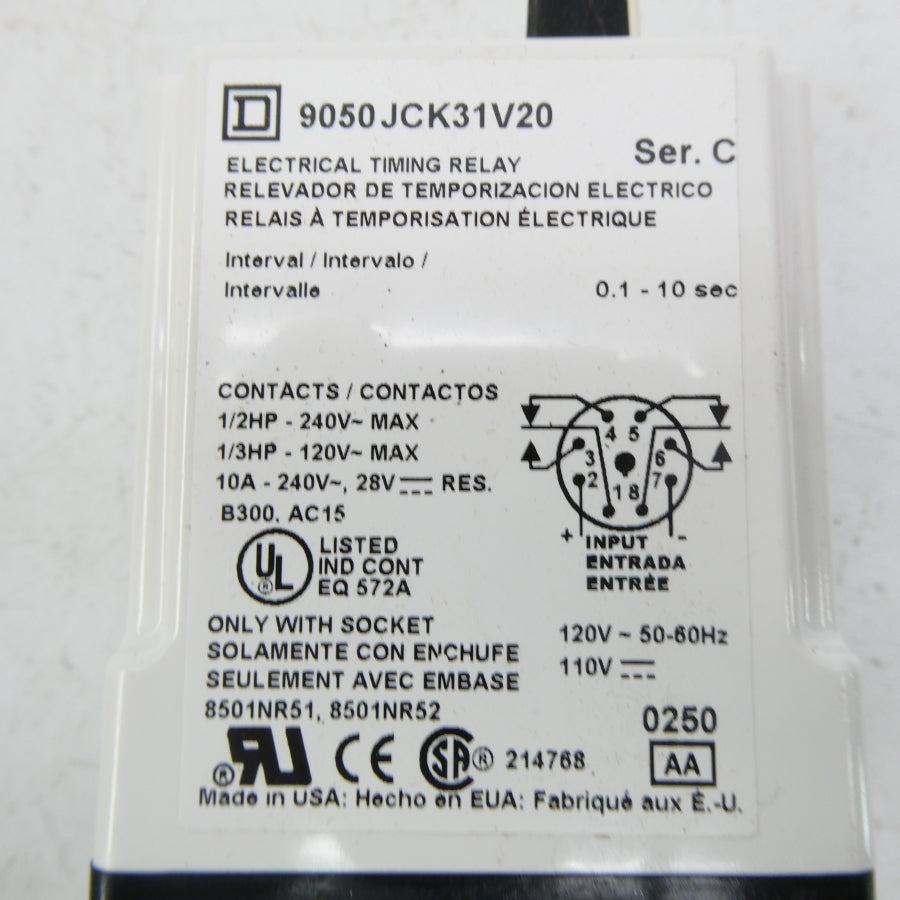 SQUARE D 9050JCK31V20 SER. C 110/120V 10A 0.1-10S NSMP