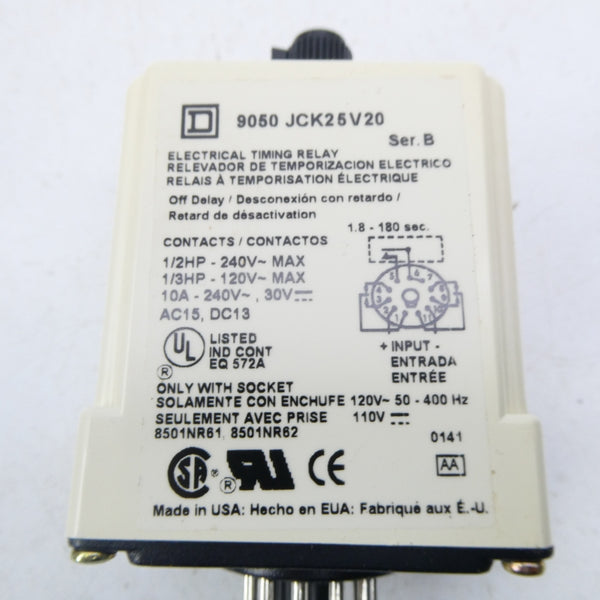 SQUARE D 9050JCK25V20 SER. B 110/120V 1.8-180S NSMP