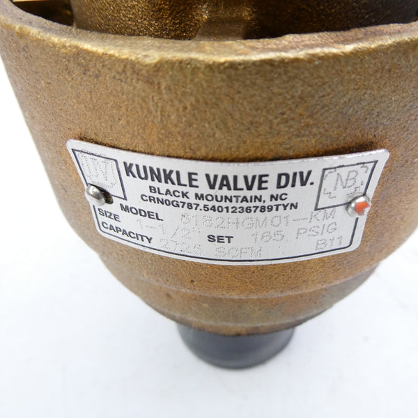 KUNKLE VALVE 6182HGM01-KM0165 165PSI 1-1/2" NSNP