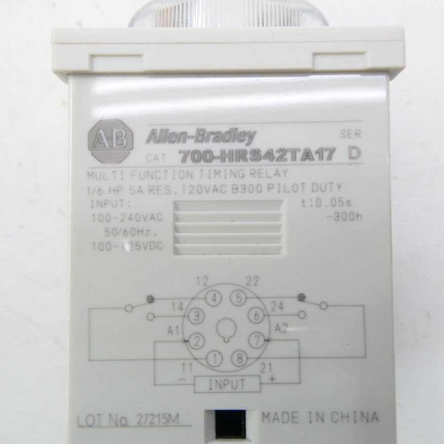 ALLEN BRADLEY 700-HRS42TA17 SER. D 100-240VAC 0.05S-300H (WH) NSMP