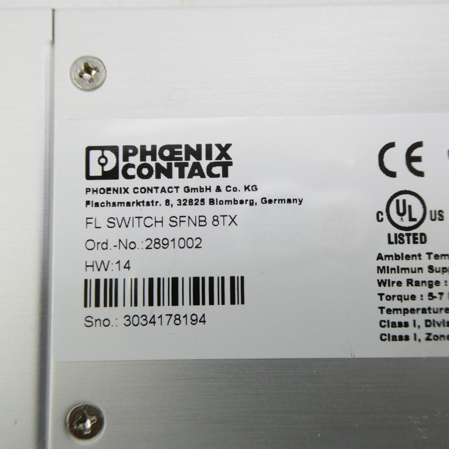 PHOENIX CONTACT FLSWITCHSFNB8TX 2891002 NSNP