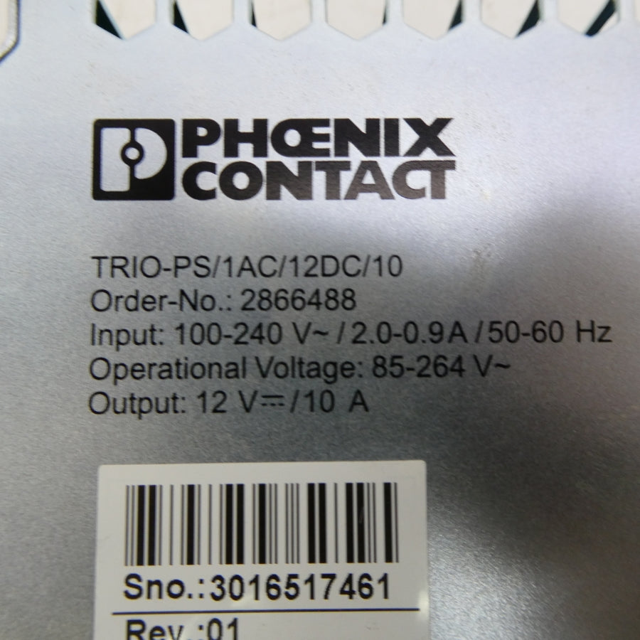 PHOENIX CONTACT TRIO-PS/1AC/12DC/10 2866488 100-240VAC 0.9-2A NSNP