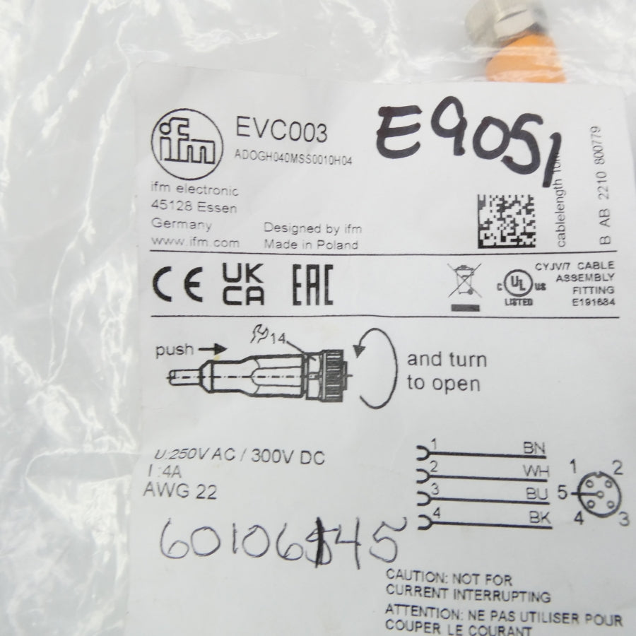 IFM EFECTOR EVC003 ADOGH040MSS0010H04 250VAC 4A NSMP