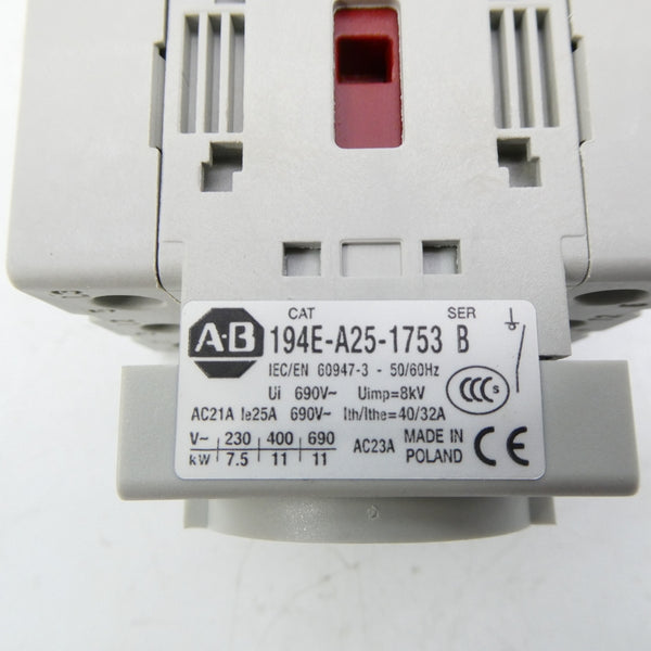 INDUSTRIAL SPARE PART 194E-A25-1753 SER. B 690V 25A (BR/WH) NSMP