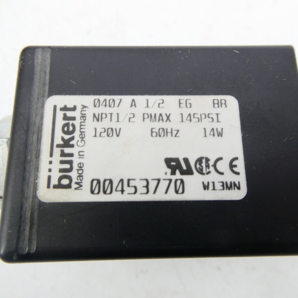 BURKERT 00453770 0407A1/2EGBR 120V 145PSI NSMP
