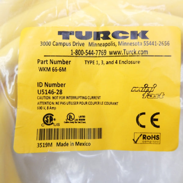 TURCK WKM66-6M U5146-28 600V 8A NSMP
