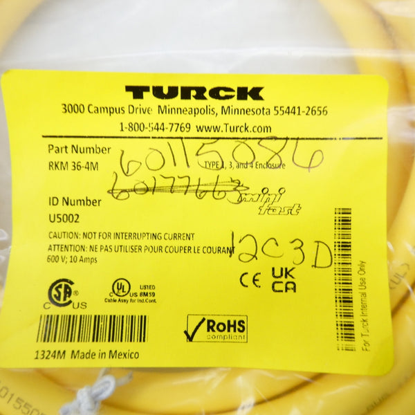 TURCK RKM36-4M U5002 600V 10A NSMP