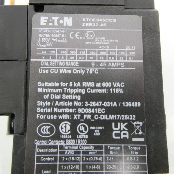 EATON XTOE045CCS ZEB32-45 690V 5A NSMP