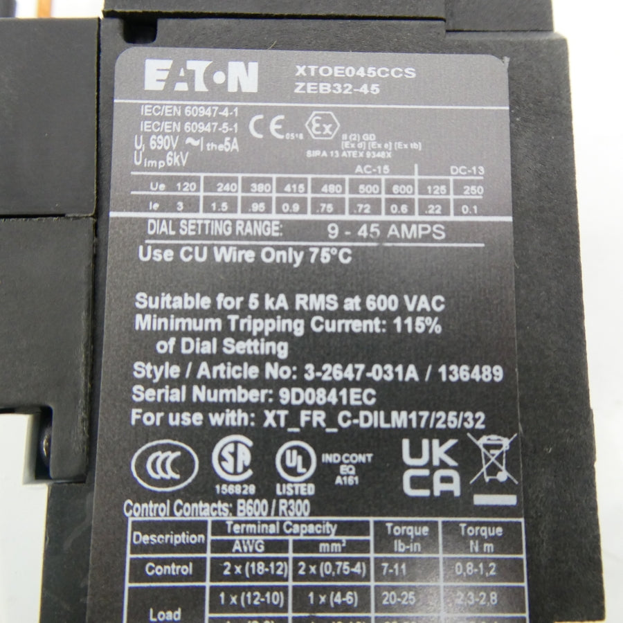 EATON XTOE045CCS ZEB32-45 690V 5A NSMP