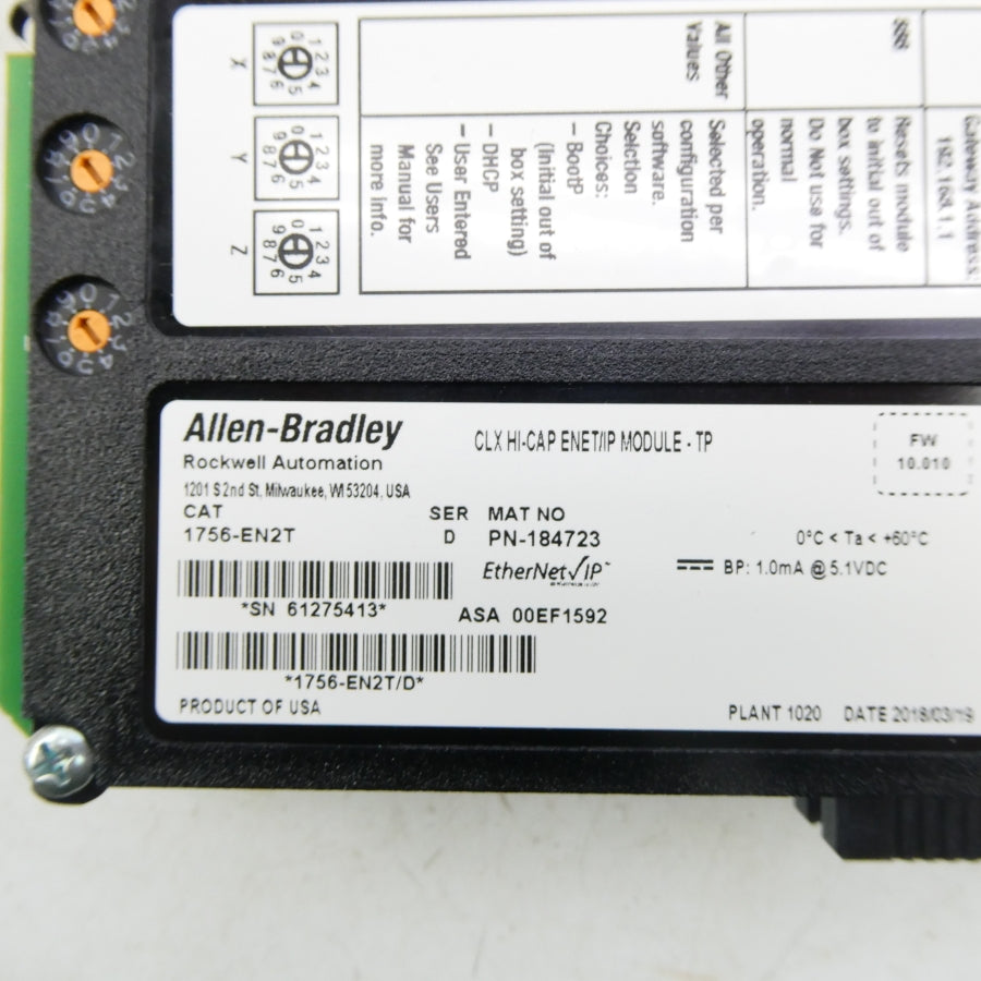 ALLEN BRADLEY 1756-EN2T SER. D F/W 10.010 NSNP