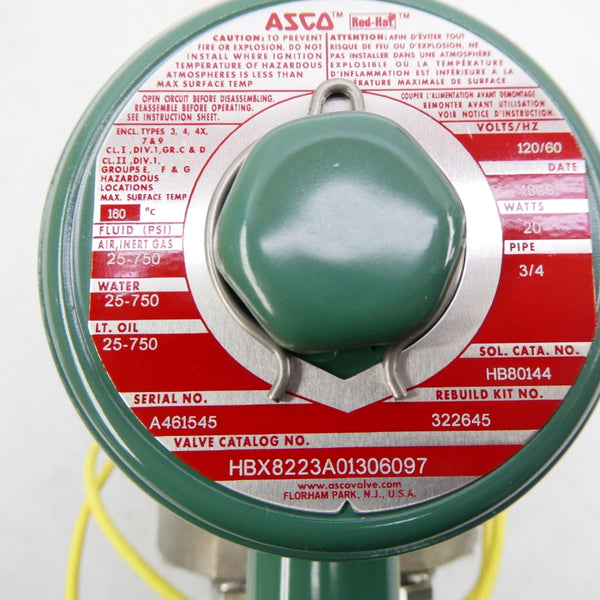 ASCO HBX8223A01306097 120V 25-750PSI 3/4" NSNP