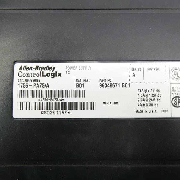 ALLEN BRADLEY 1756-PA75 SER. A 24VDC REV. B01 NSNP