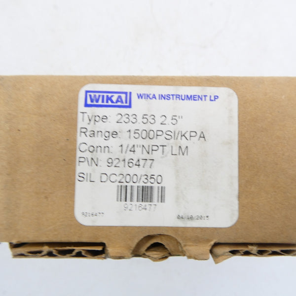 WIKA 9216477 1500PSI 2.5" NSMP