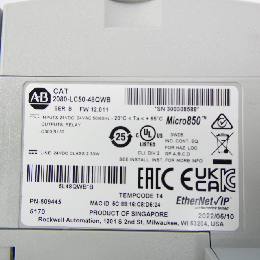 ALLEN BRADLEY 2080-LC50-48QWB SER. B F/W 12.011 24VDC NSNP