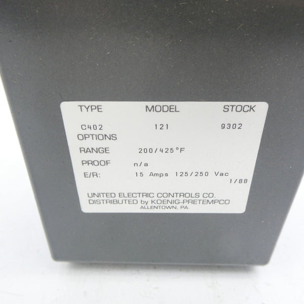 UNITED ELECTRIC C402121 125/250V 15A 200/425'F NSMP