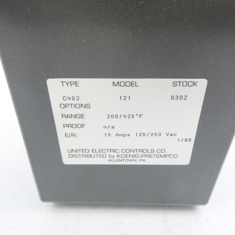 UNITED ELECTRIC C402121 125/250V 15A 200/425'F NSMP
