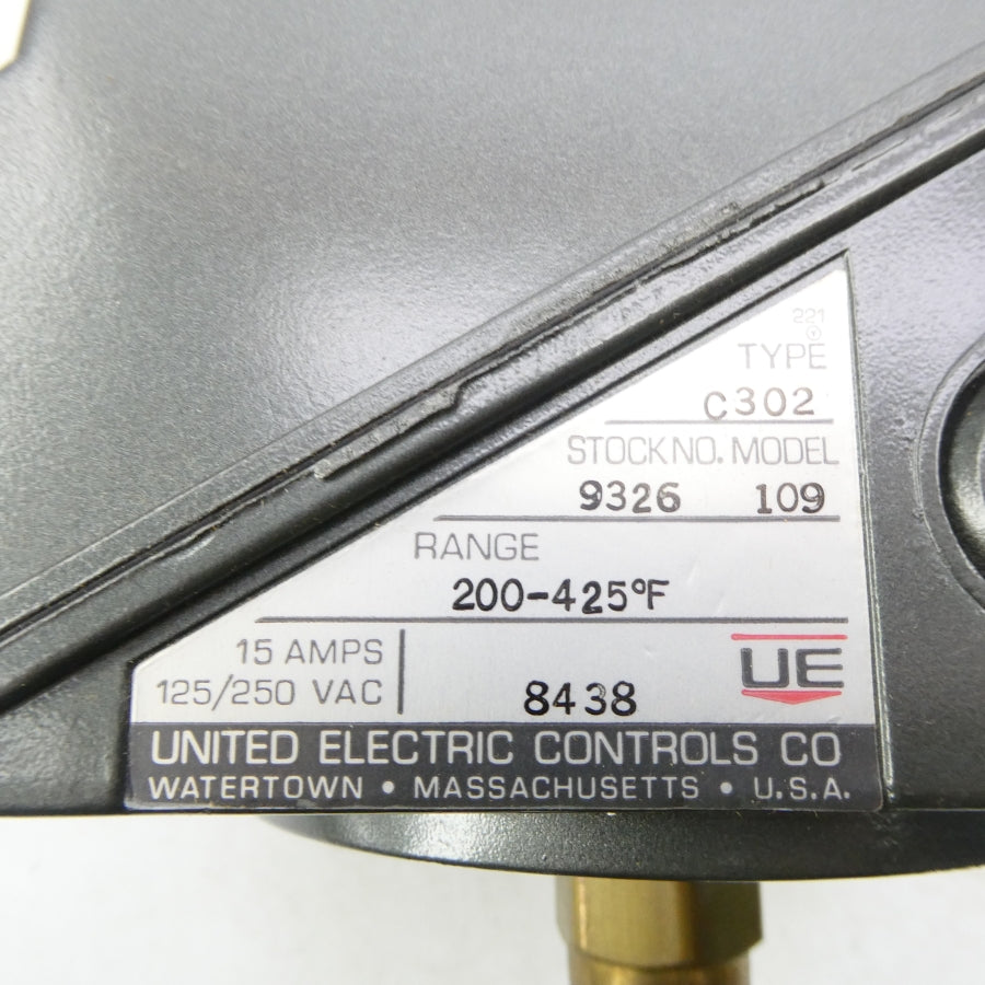 UNITED ELECTRIC C302-109-9326 125/250VAC 15A 200-425'F NSNP